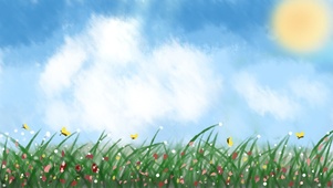 手绘风景卡通插画