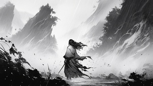 水墨风 雨天执剑