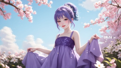 夏日清新紫发女孩