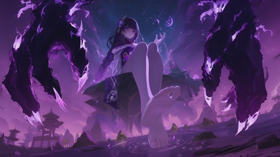 4k紫色秘境-紫发少女