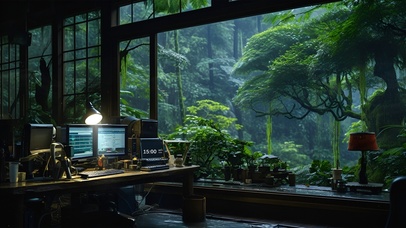 4K护眼-雨后书房