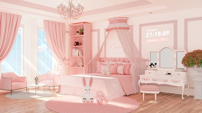 4K唯美治愈少女粉房间