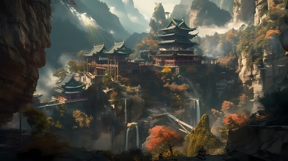 古代唯美山川建筑