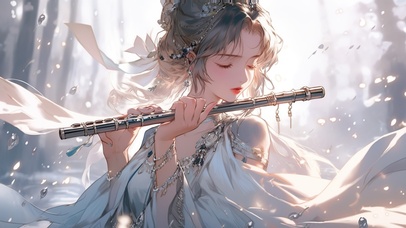 4K中国风少女吹笛子