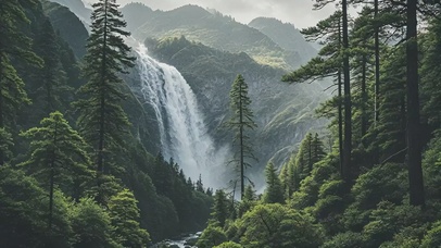 治愈绝美瀑布风景