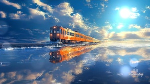4K 天空之镜 唯美电车