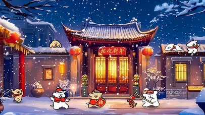 线条狗新年快乐