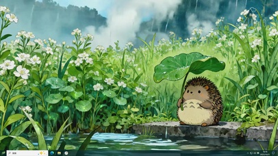 小刺猬河边躲雨