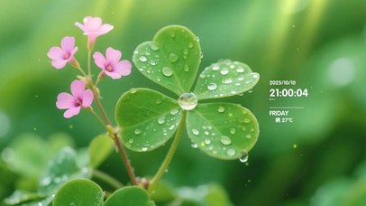 4k简约小清新绿植四叶草桌面