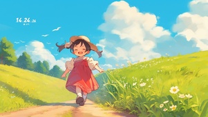悠闲散步的小女孩