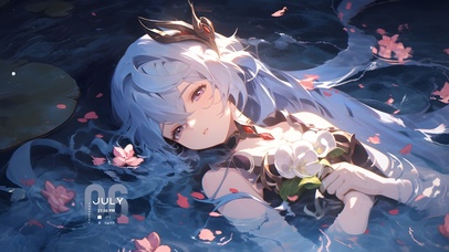 4k 蓝发水中少女