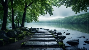 雨天小河边