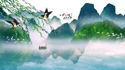 4k 水墨春意风景