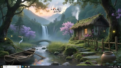 归隐山林草屋炊烟