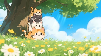 清新可爱叠叠猫