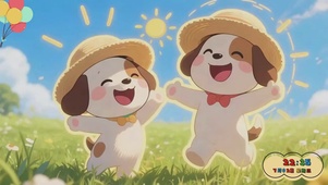 可爱两只小狗