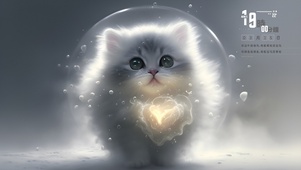 被困在气泡中的小猫