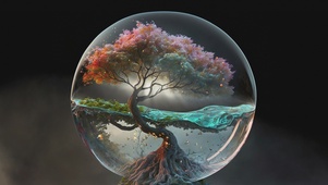 4K唯美治愈梦幻水晶球大海