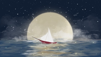 小清新大海圆月星空