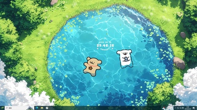 线条小狗户外泳池主题