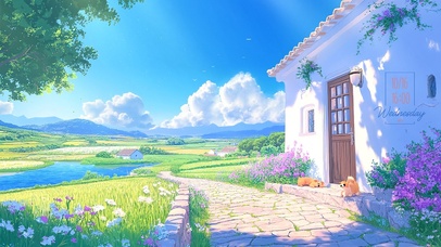 治愈唯美乡间小路蓝天