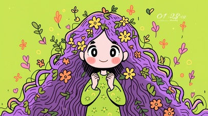 卡通花朵小女孩