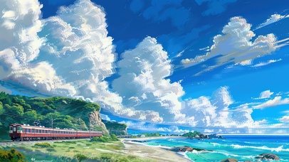 夏日海滨的列车时刻