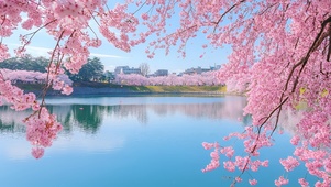 镜湖樱影