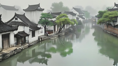 水墨烟雨江南