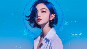 蓝色短发少女