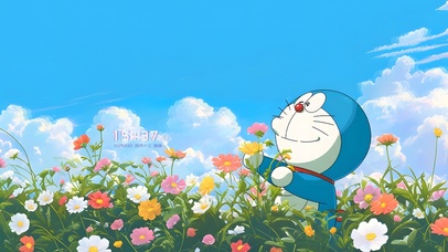 花丛可爱叮当猫