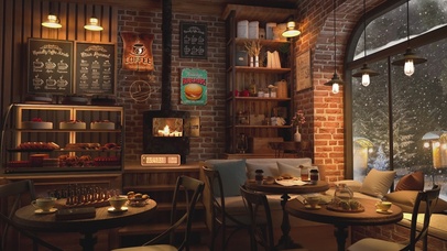 4K唯美治愈雪夜咖啡屋