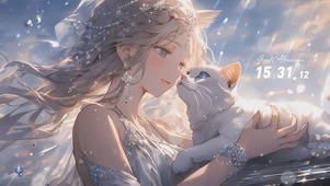 女孩猫咪