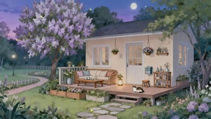 插画风格悠闲治愈小屋