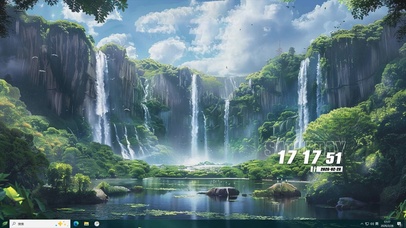 护眼山川瀑布河流桌面主题