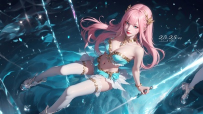 4K水中蓝水晶动漫美少女