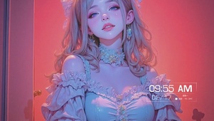 油画美女白毛厚涂