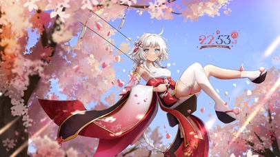 古风樱花秋千少女