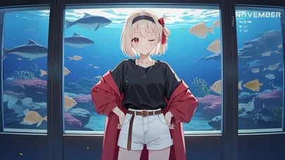 唯美海洋馆少女