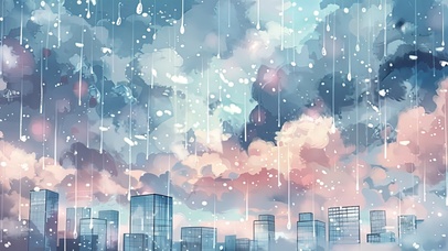 梦幻抽象城市雨滴