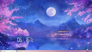 古风樱花树木夜景主题