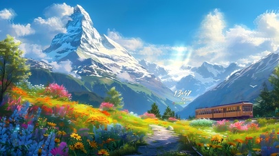 明媚花海山谷