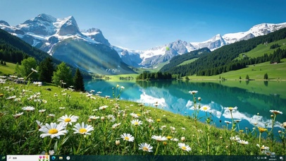 雪山下的春天主题