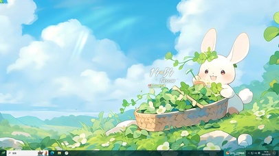 清新 草地萌兔