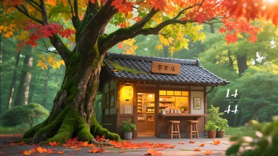 秋天树下零食店