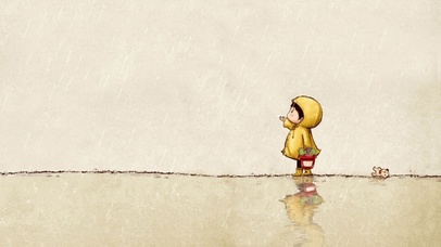 淋雨的小孩
