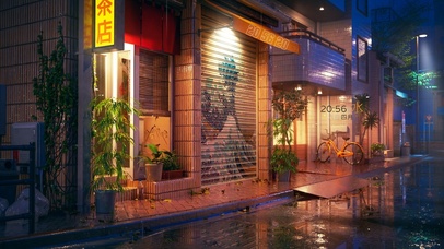 治愈雨天城市街道