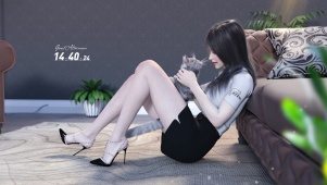 治愈系少女与猫咪