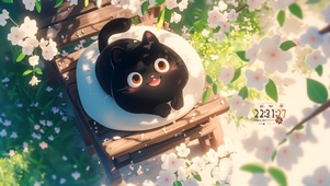 可爱小黑猫