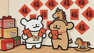 过年喽！可爱线条小狗